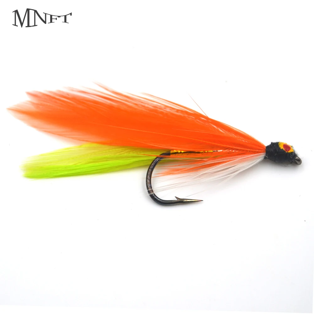 MNFT 10PCS 4# Orange Minow with Eye Fly Fly Fishing Trout Flies Salmon Feathers Fly Tying Lures