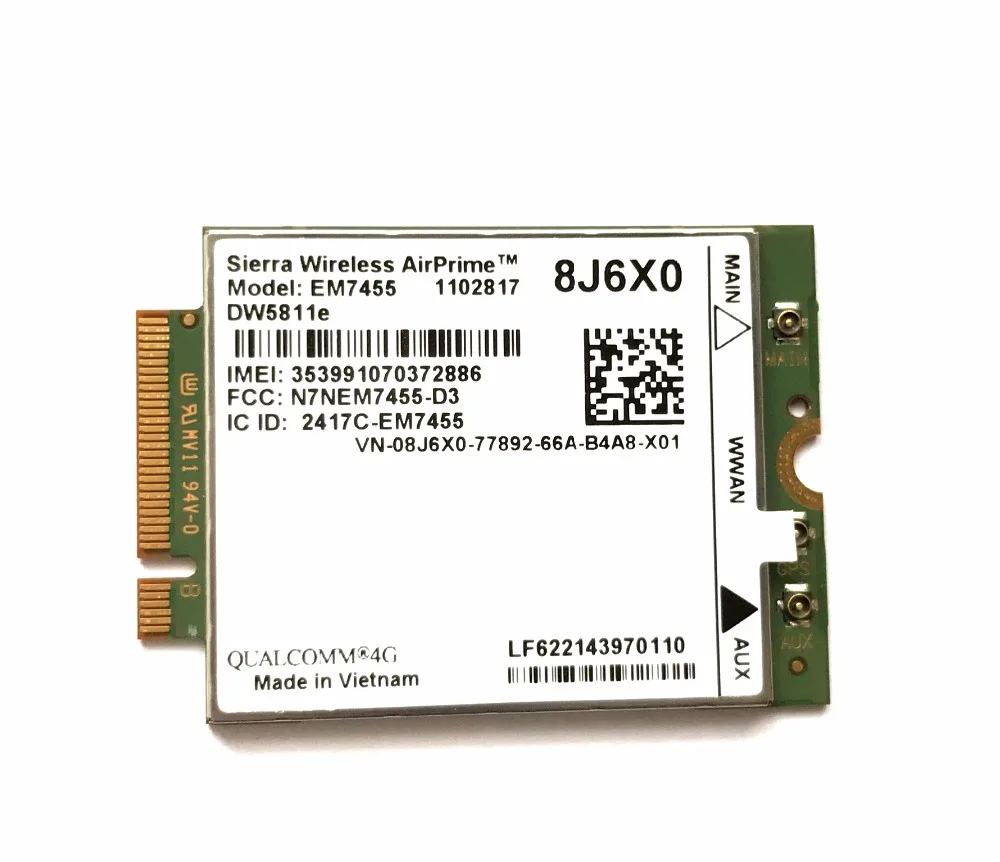 EM7455 DW5811E PN 8J6X0 FDD/TDD LTE CAT6 4G modul 4G karta pro E7270 E7470 E7370 E5570 E5470 precizní 7720 7520 3520 7510