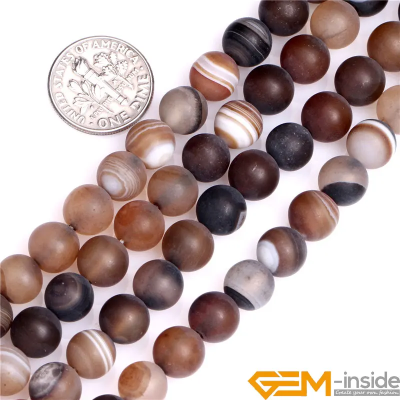 Round Frost Botswana Agat Beads Natural Stone Beads DIY Beads For Bracelet Or Necklace Making Strand 15\