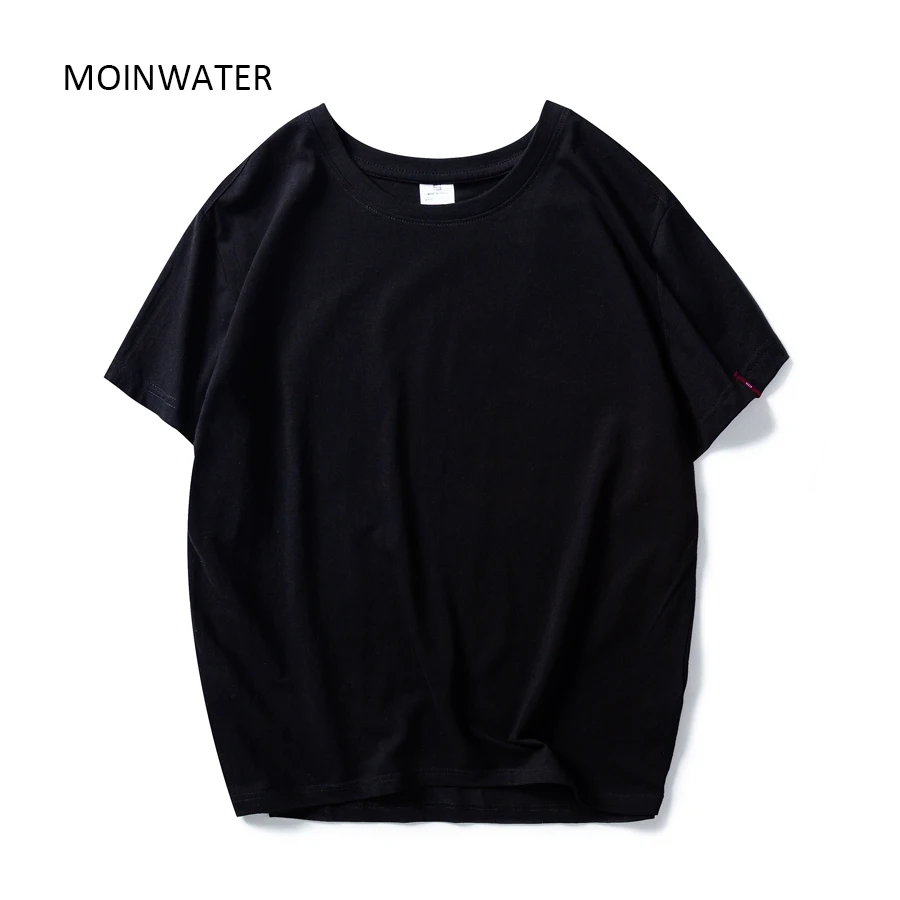 MOINWATER New Women Black White Tshirts Lady Solid Cotton Tees Short Sleeve T shirts Female Summer Tops for Woman MT1901