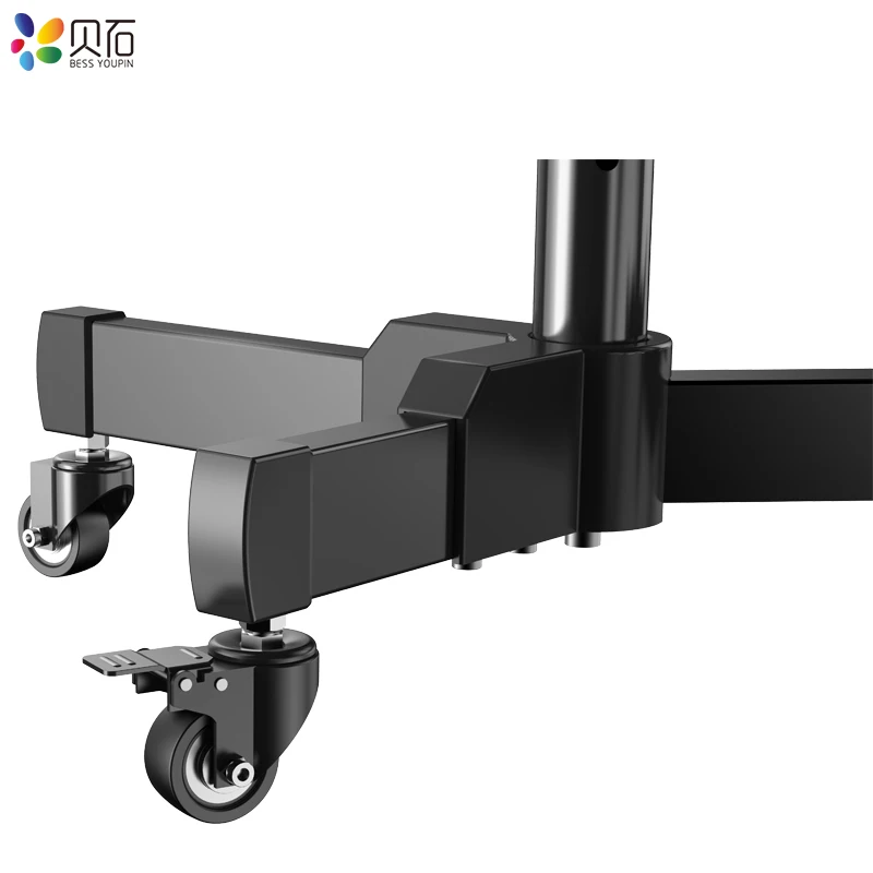 Mobile TV Floor Stand com bandeja da câmera e bandeja AV, Mount Home Display, carrinho de elevação gratuito, suporte de TV 32-65 ", novo