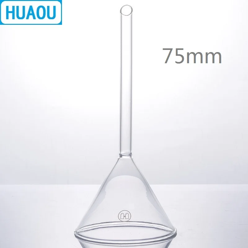 

HUAOU 75mm Funnel Long Stem 60 Degree Angle Borosilicate 3.3 Glass Laboratory Chemistry Equipment