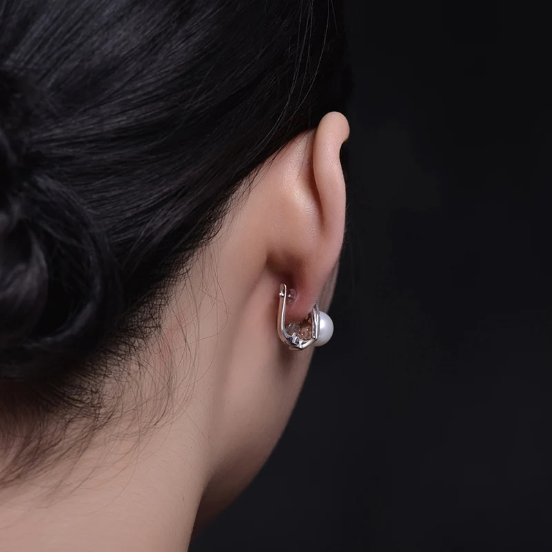 Sinya Natural Freshwater Pearls Fine Jewelry 925 Sterling Silver Earrings for Women Lover Mum Fashion Gift