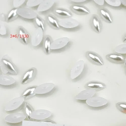 FLTMRH 100pcs 3mm*6mm  half  DIY   New Cheap Half Horse Eye Shape Imitation Pearls Nonporous Beads Jewelry Bracelet Accessorie