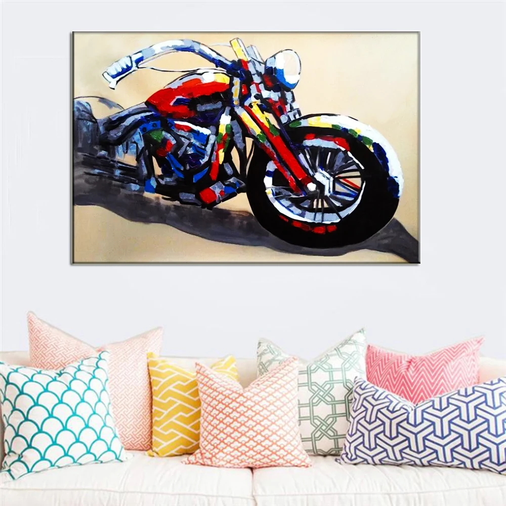 

Motorcycle Picture Hand Painted Modern Landscape Painting Home Decor Abstract Pictures On Canvas Big Size Wall Oil Paintings