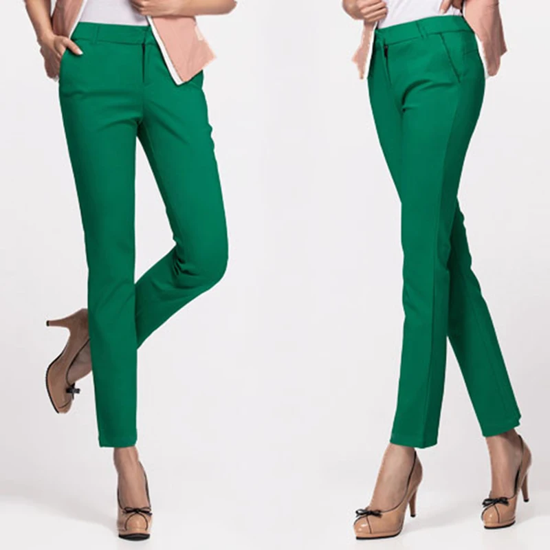 New Women's Casual OL Office Pencil Pants Cute 16 Color Slim Formal Pantalones Fashion Ankle-length Trousers Leggings Spodnie