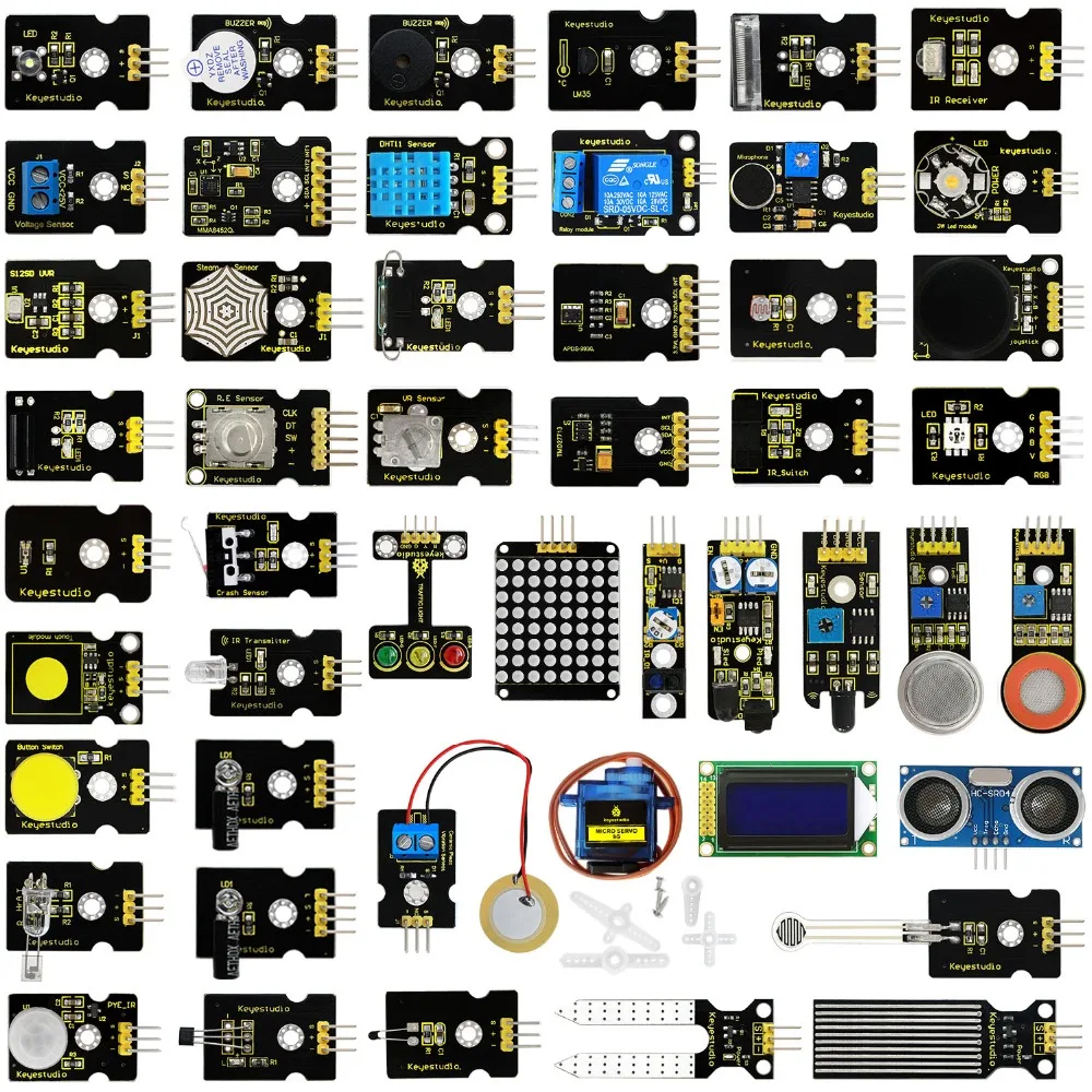 KEYESTUDIO 48 in 1 Sensor Module Kit For Arduino UNO/2560Mega DIY Electronic Projects Kit (48pcs Sensors) STEAM EDU Training