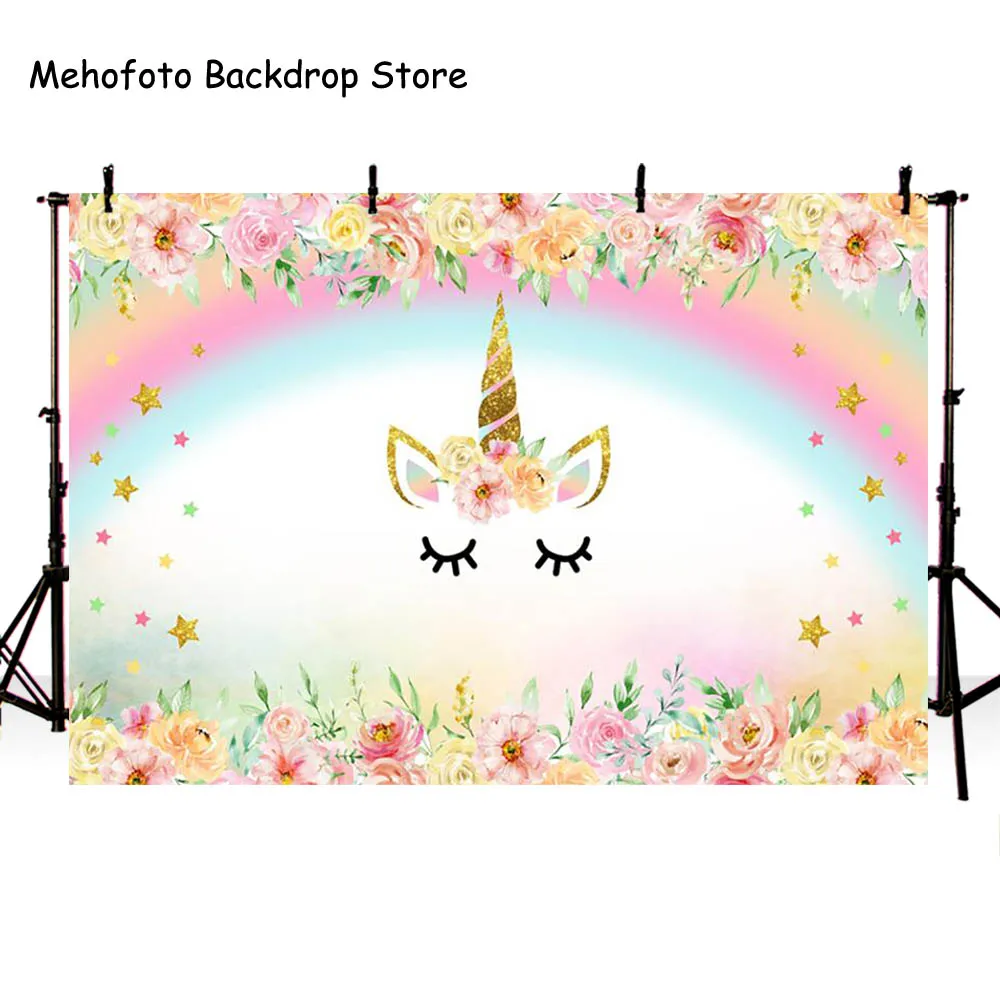 

Unicorn Backdrop Birthday Party Background Newborn Baby Shower Backdrops for Photo Shoot Vinyl Cloth Seamless 863