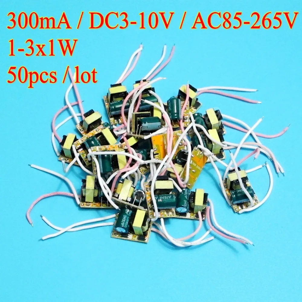 

Factory Price 50pcs 300mA 1-3x1W 3x1W isolated Led Driver 1W 2W 3W Power Supply AC 85V-265V 110V 220V DC 3V - 10V