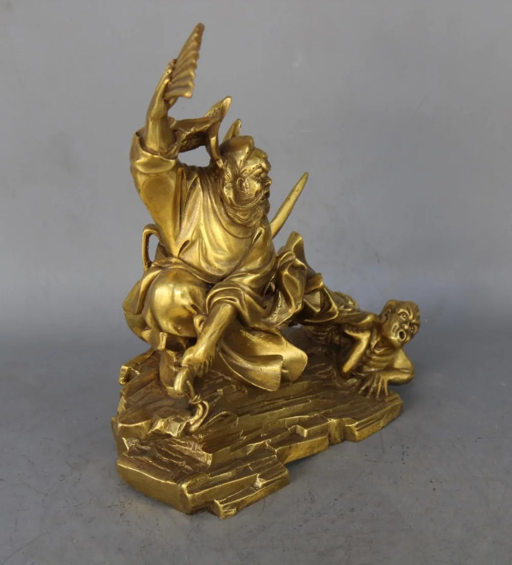 China Myth Immortal Zhong Kui God Catch Demon brass Statue