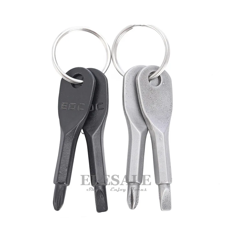 High Quality 1 Set/2pcs Mini EDC Screwdriver Key With Keyring Emergency Kit Tool Portable Slotted Phillips Screwdriver