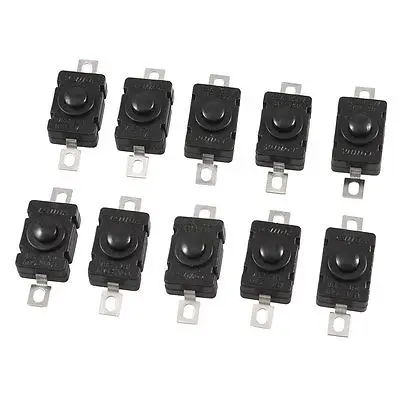 10 x Torch Flashlight Self Lock SPST Push Button Switch AC/DC 250V 1.5A