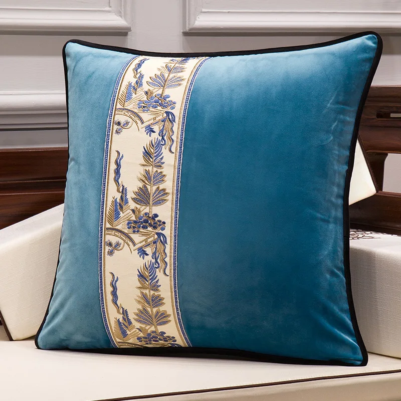 

Velvet Cushion Cover Luxury European Blue Pillow Cover PillowCase Home Decorative Sofa Throw Pillow