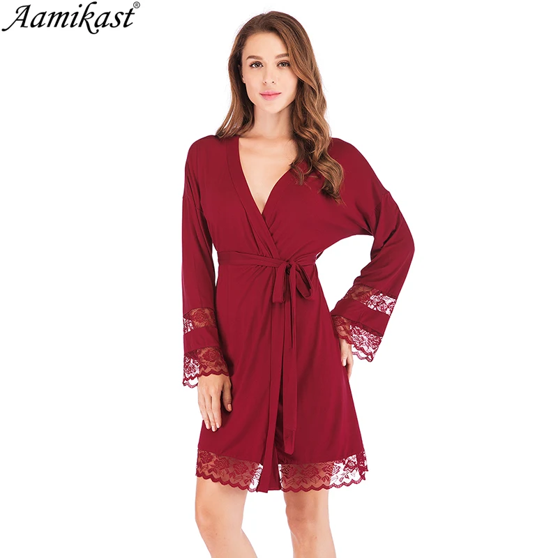 

Aamikast Fashion Modal Bride Robe Sexy Women Short Satin Wedding Kimono Robes Sleepwear Nightgown Dress Woman Bathrobe Pajamas