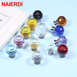 NAIERDI Colorful Crystal Glass Knobs Cabinet Handles Crystal Ball Cupboard Pulls Drawer Knobs Kitchen Furniture Handle