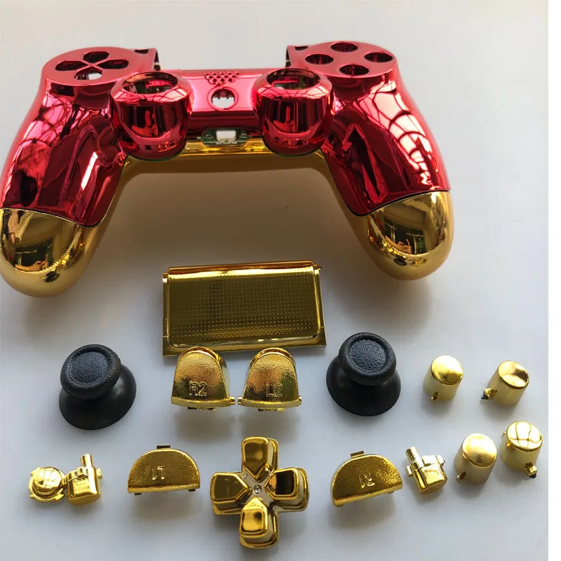 PS4 Pro JDM 040 Full Housing Case Chrome Gold Red Shell Cover Replacement For PS4 PRO Playstation 4 PRO JDS 040 V2 Controller