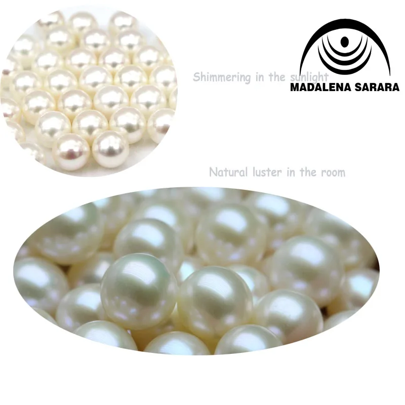 MADALENA SARARA Genuine Pearl AAA Grade Freshwater Pearl Round Natural White Without Flaw High Brightness Luxury Pearl Bead