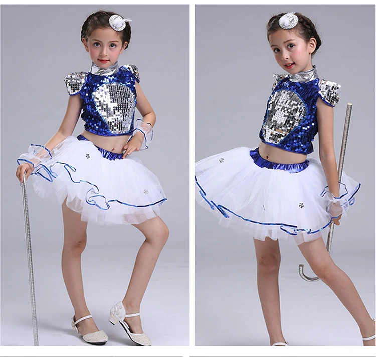 New Children\'s Jazz Dance Modern Cheerleading Costumes Hip Hop Boy Girls Crop Top And Pants Sequins Jazz Dance Performance Set