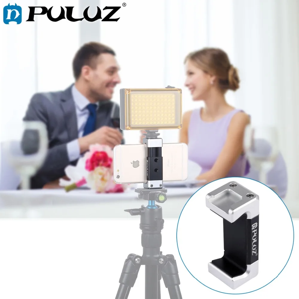 PULUZ Smartphones Aluminum Alloy Clamp Holder Bracket w/h Cold Shoe, 1/4screw For iPhone,Galaxy, Huawei, Xiaomi,Sony,HTC,Google