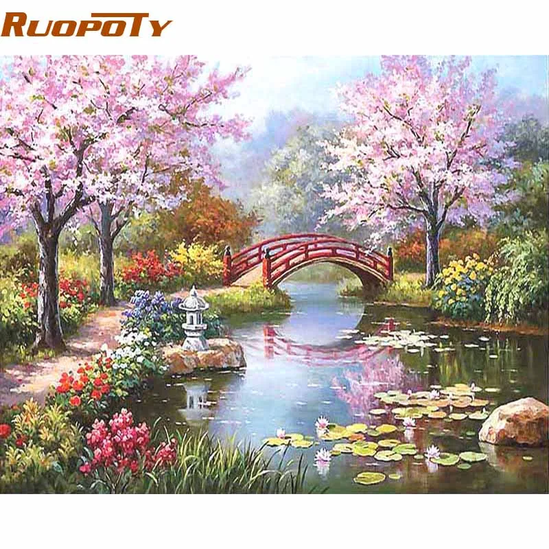 

RUOPOTY Frame DIY Painting By Numbers Kits Coloring Paint On Canvas Hand painted Oil Painting Home Decor For 40*50cm Fairyland
