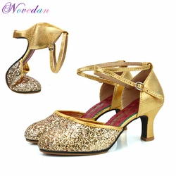 Suela de goma suave profesional para mujer, zapatos de punta cerrada para interior y exterior, modernos, Samba, Tango, salón de baile, Salsa, baile latino