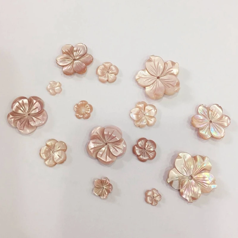 

8-24MM 10Pcs Flower 100% Pure Natural Pink Pearl Shell Charms Jewelry Bead Jewellery Beads