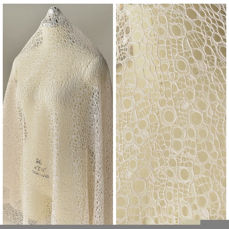 1 Yard girls dress sewing lace material Hollow out lace fabric delicate small cording soft lace Nude, Off white color in stock!