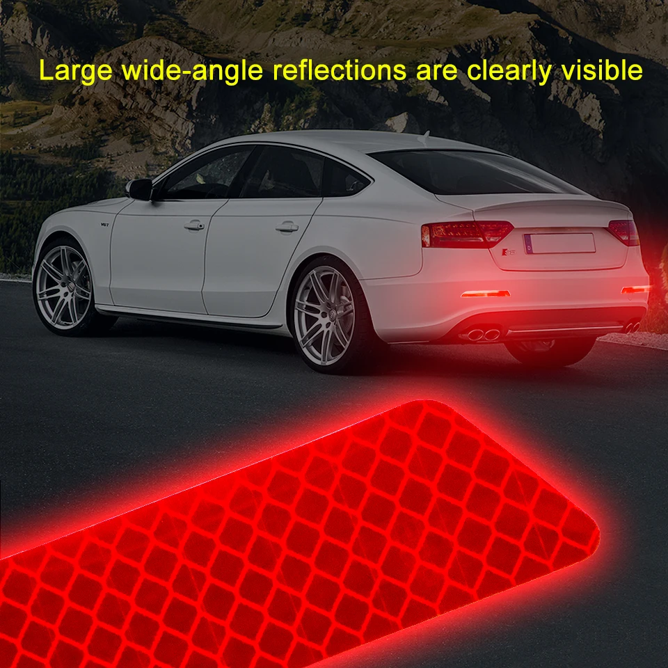 2 Pcs Car Reflective Safety Warning Car Trunk Tail Door Bumper Decal Reflective Sticker Protective Collision Scratch Car Styling