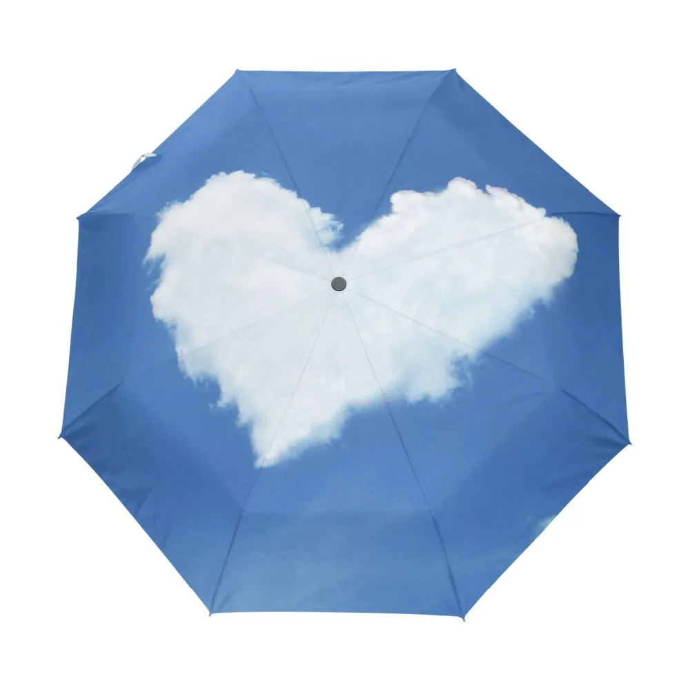

Creative Cloud Love Design Umbrella Women Three Folding Automatic Rain Umbrella Sun Protection Windproof Umbrella Parasol