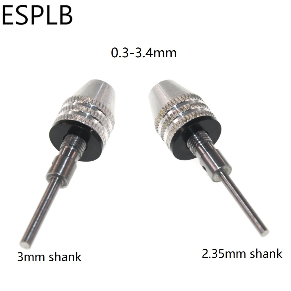 ESPLB Keyless Drill Chuck 0.3-3.4mm 2.35mm/3mm Aluminum Alloy Shank Drill Mini Bit Quick Change Adapter Bit Converter Tool