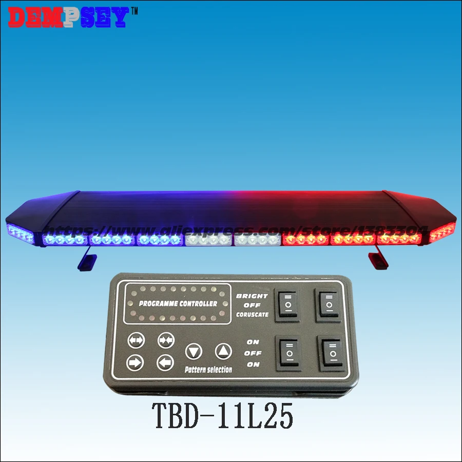 

TBD-11L25 super bright 1.2M Red&Blue DC12V/24V Car Roof LED lightbar,emergency police Strobe Warning lightbar,black aluminum