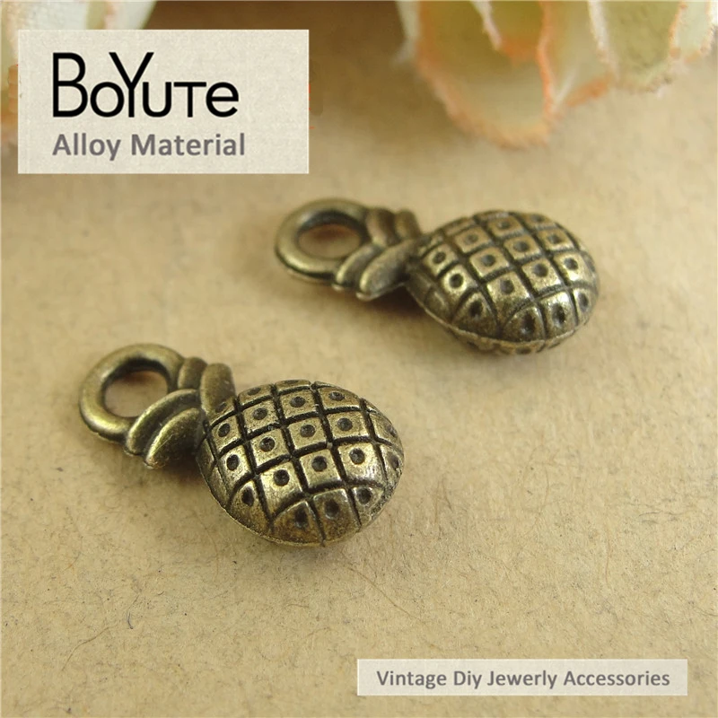 BoYuTe (100 Pieces/Lot) 7*14MM Antique Bronze Metal Pineapple Charms Pendants for Necklace Bracelet Jewelry Making Diy Handmade