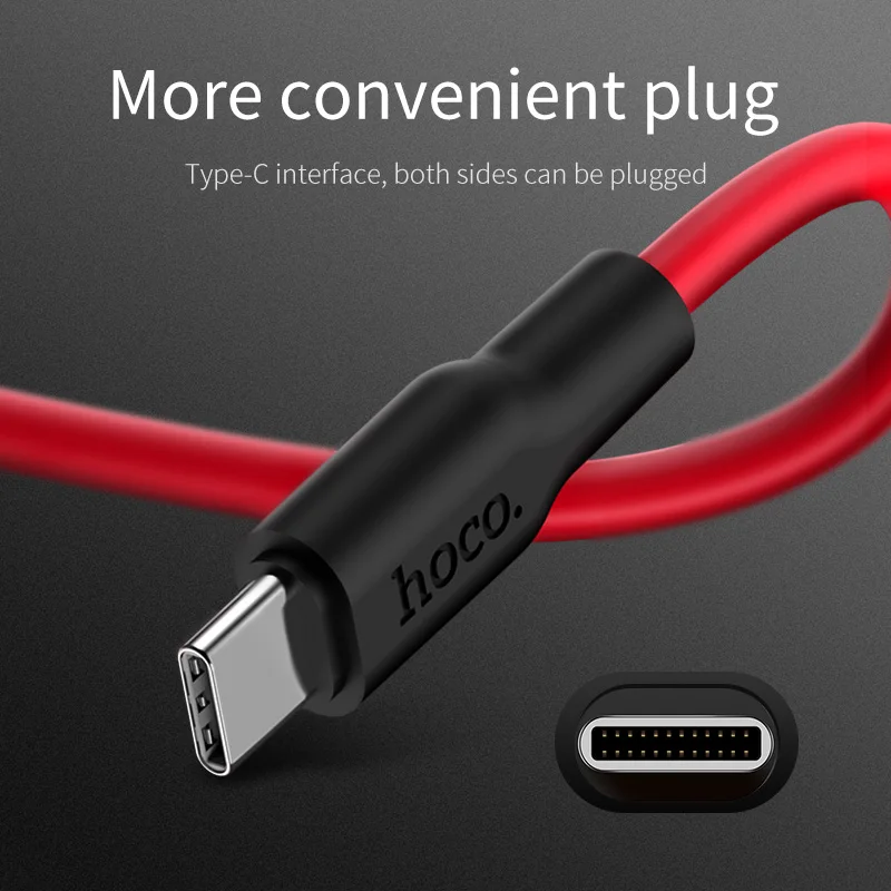 HOCO USB Type C Cable for Samsung Galaxy S9 S8 USB C Fast Charge Data Sync Cable for Huawei P40 P30 Type-C Eco-friendly Silicone