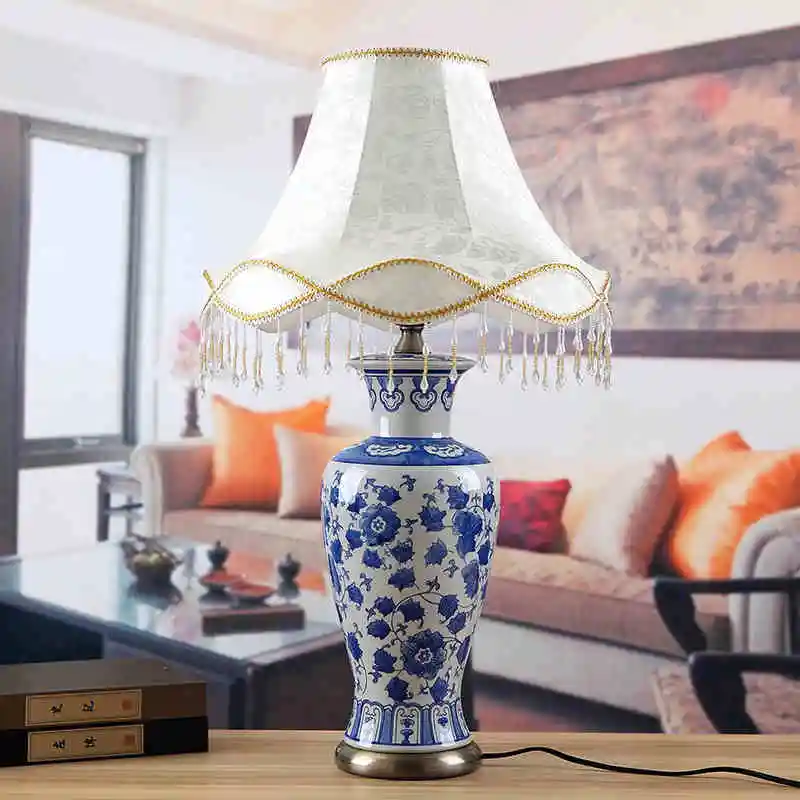 Blue white China Antique Living Room Vintage Table Lamp Porcelain Ceramic Table Lamp wedding decoration bedroom desk table lamp