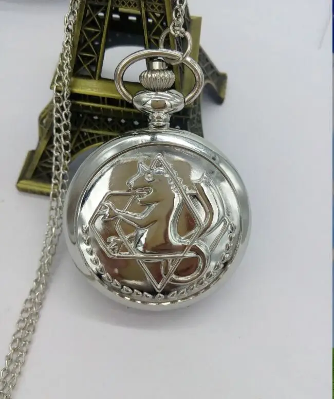 

10pcs/lot Fullmetal Alchemist Edward Pocket Watch necklace Woman And Men gift