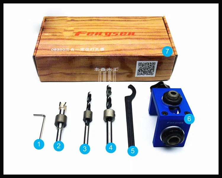 

Woodworking Tool Pocket Hole Jig Woodwork Guide Repair Carpenter Kit System With Toggle Clamp and Step Drilling Bit