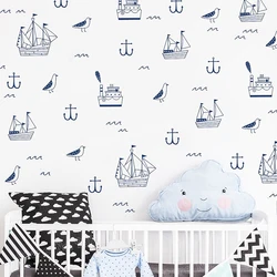 Nautical Kid Wall Stickers Ship Vinyl Decals Cute Anchor Decor Wall Decal Nursery Kids Room DIY Removable Art Wallpaper JW346