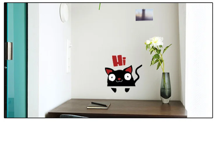 Cartoon überrascht Katze Schalter Wanda uf kleber Wohnkultur Kinderzimmer Aufkleber entfernbare Vinyl Kunst Wohnzimmer dekorative niedliche Aufkleber – Detail 5