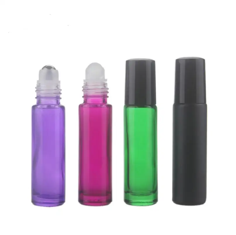 Wholesale 10ml Colorful Thick Roll On Glass Bottle Fragrances Essential Oil bottle With Metal Roller Ball