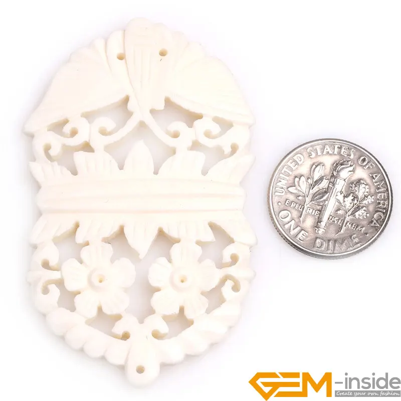 Large Flower Butterfly Carved Bone Cabochon Beads For Jewelry Making 1 Pcs For Gift Wholesale