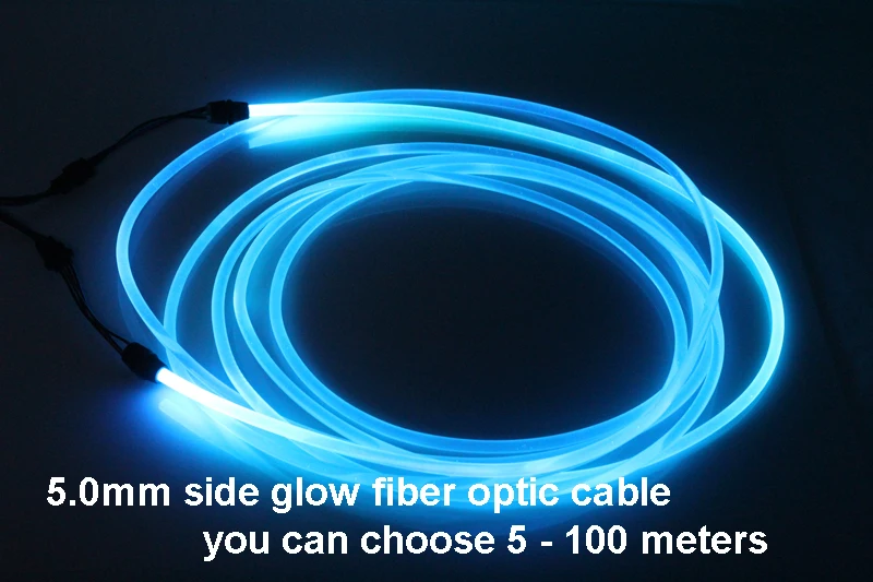 

5meters 5.0mm side glow fiber optic cable for Decorative outline