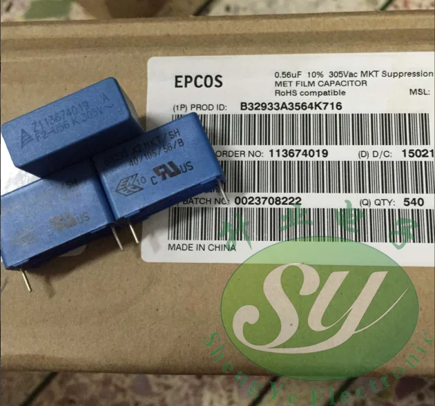 

2019 hot sale 20PCS/50PCS EPCOS 0.56uf/305vAC 560nf u56 564 new 22M film capacitors B32933A3564K free shipping