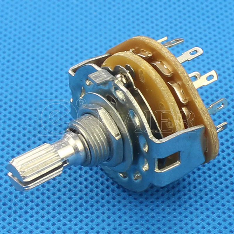 2PCS 20MM Metall Drehschalter Selector 1P12T/2P6T/3P4T/4P3T M9X0,75 18 Zähne Rändel Welle mit Solder Terminals – Detail 4