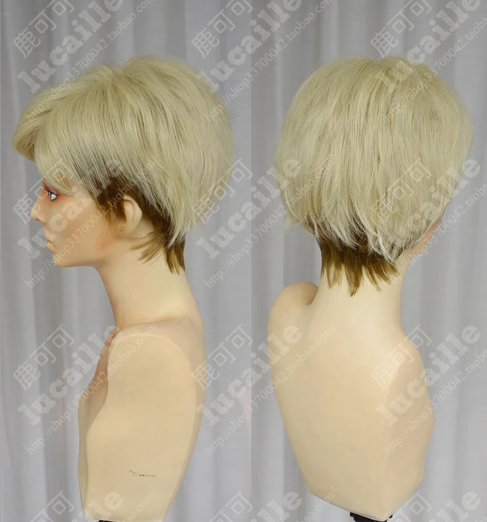 Perruque Cosplay Courte Blond Clair Ombré, Anime Erwin Smith, Heat 02/10/2018, Costume, Piste, Bonnet de Perruque