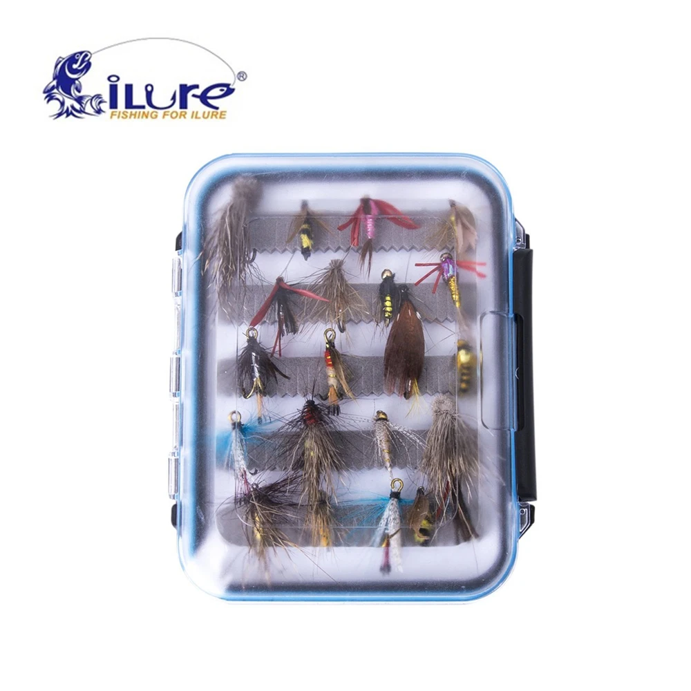 iLure 40pcs Fly Fishing Flies Lure Set Dry Wet Fly Lures Kit for Bass Salmon Trouts Flies Floating Sinking Assortment with Water