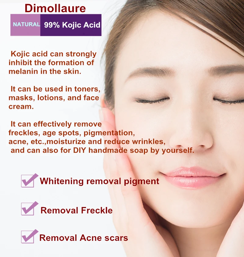 Dimollaure Kojic Acid Whitening Powder Moisturizing  Fade Wrinkle Anti-aging Removal Freckle Melasma Bright Skin Care