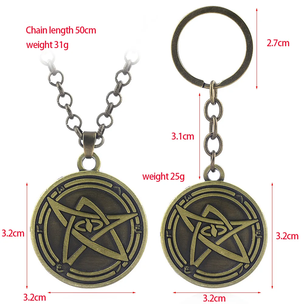 Necronomicon Cthulhu Keychain Cult Clan Myth Cosmos Symbol Stars Universe Bronze Key Chain Pendant for Men Jewelry