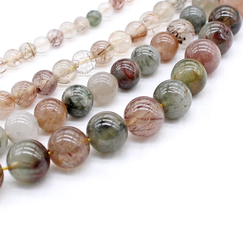 Superior quality Natural Rutilated Quartz hair crystal stone beads DIY Loose Beads for jewelry making Bracelet  Accessories