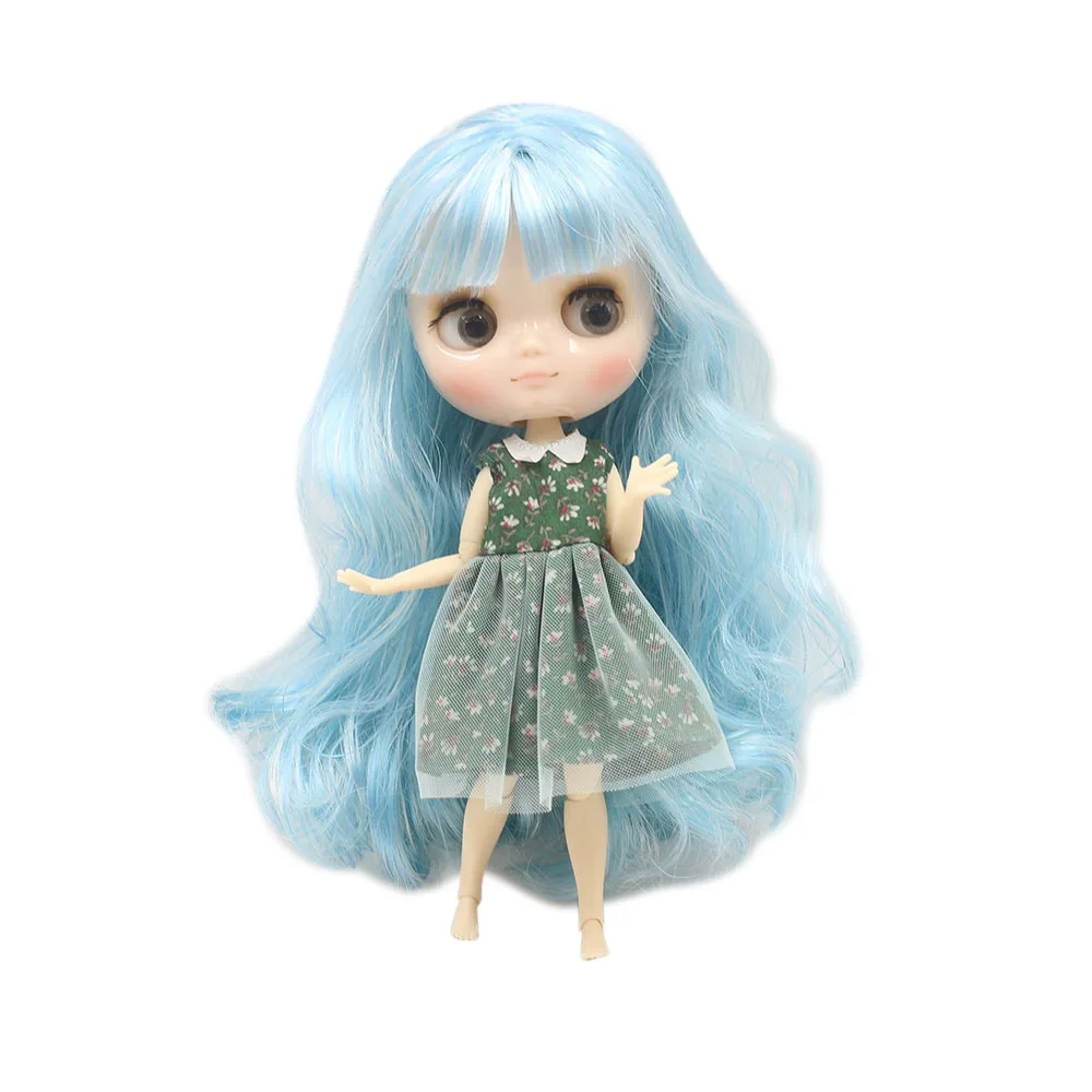 

DBS Nude middie blyth joint doll white mix blue hair Transparent face suitable DIY gift for girl like the icy doll middle blyth