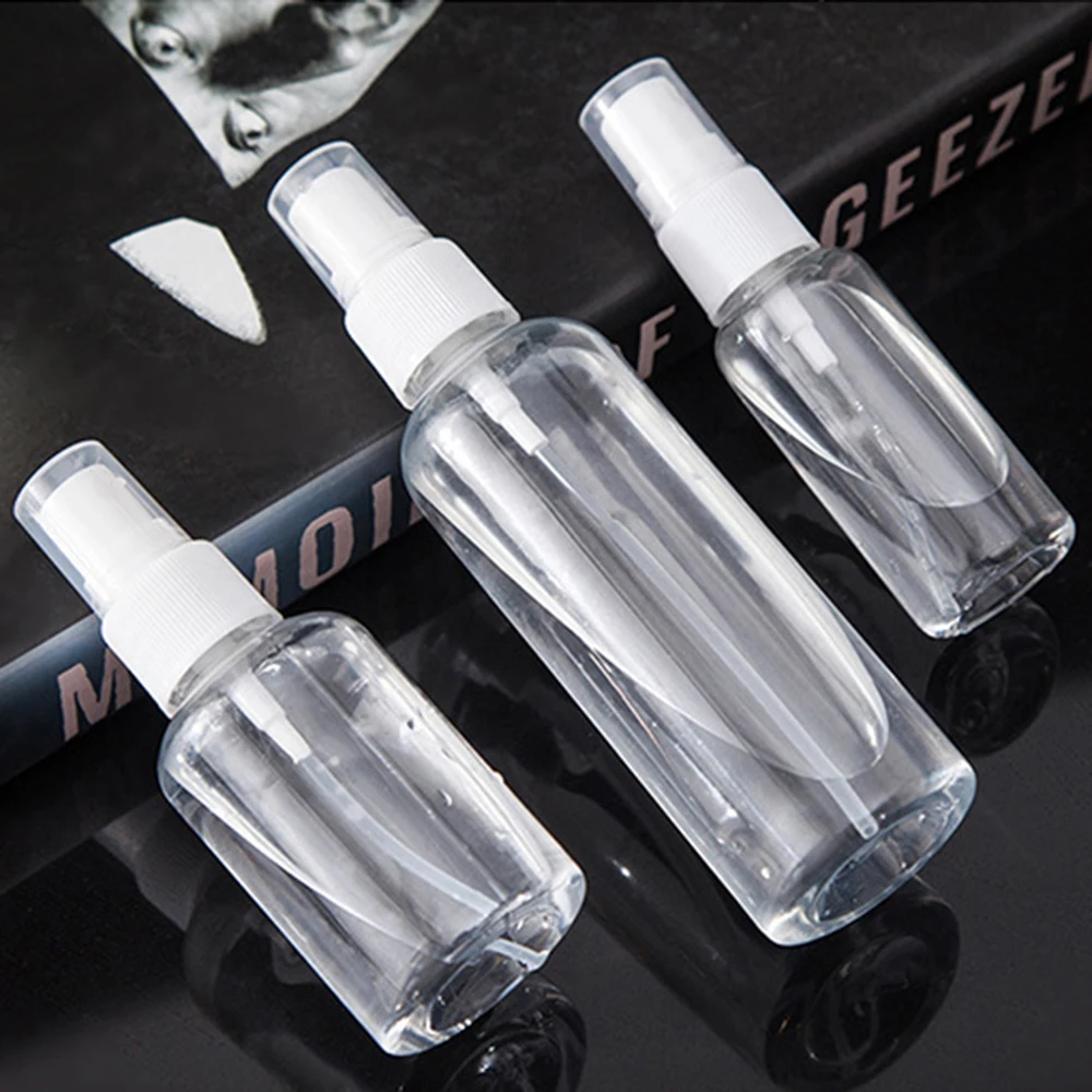 1 Pc 100/50/30ml Plastic Spray Bottle Portable Refillable Essential Cosmetics Atomizer Transparent Empty Alcohol Sprayer Bottles